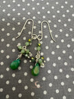 Peruvian Opal Earrings – Blue Green Gemstone Drop Dangle with Silver & Czech Crystal