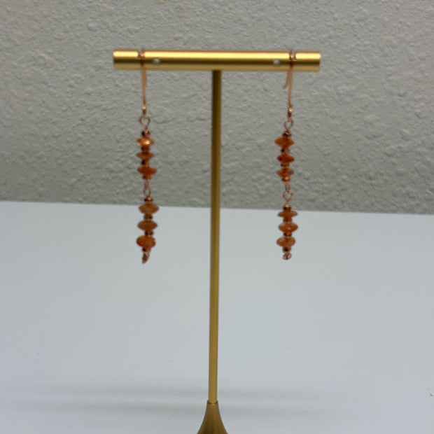 Sunstone Copper Drop Earrings – Handmade Healing Crystal Gemstone Jewelry