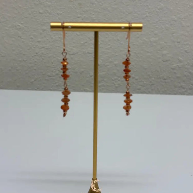 Sunstone Copper Drop Earrings – Handmade Healing Crystal Gemstone Jewelry