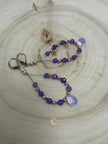 Lavender Quartz Drop Earrings - Czech Crystal Teardrop Sterling Silver