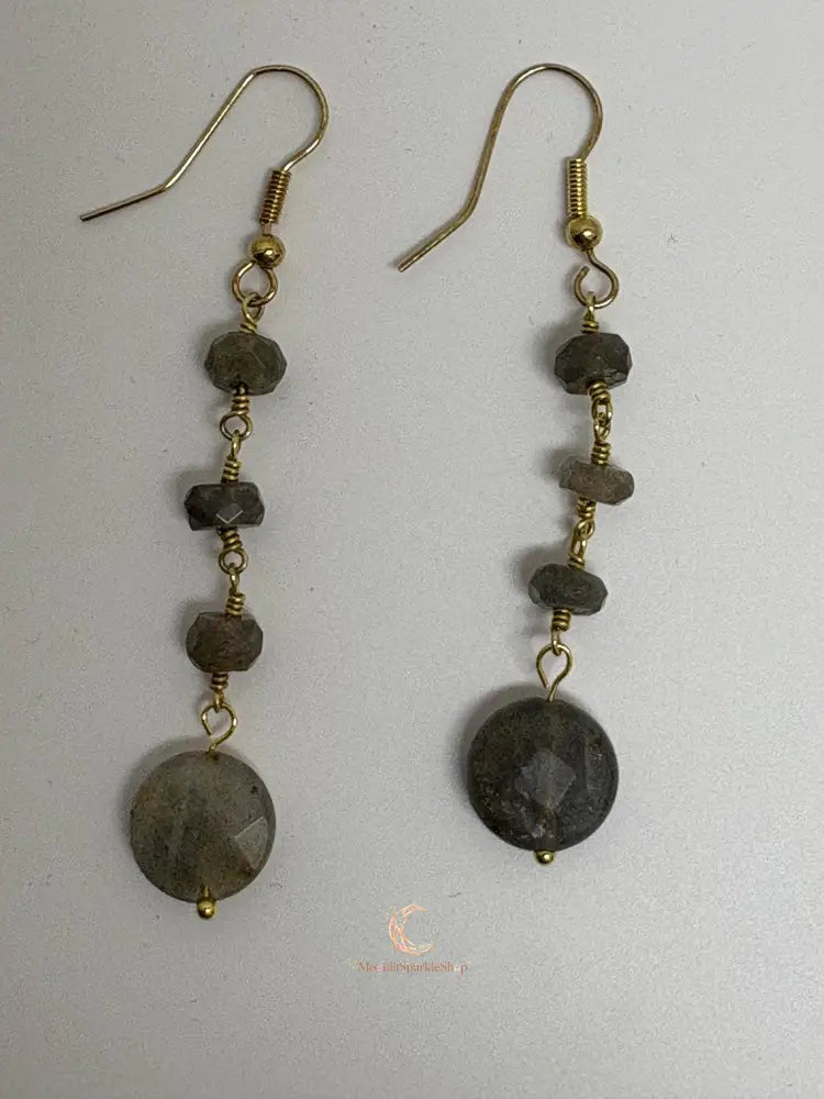 Labradorite Drop Earrings – Gold Plated French Wire Gemstone Jewelry for Women
