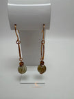 Rutilated Quartz Drop Earrings - Copper Gemstone Statement Jewelry
