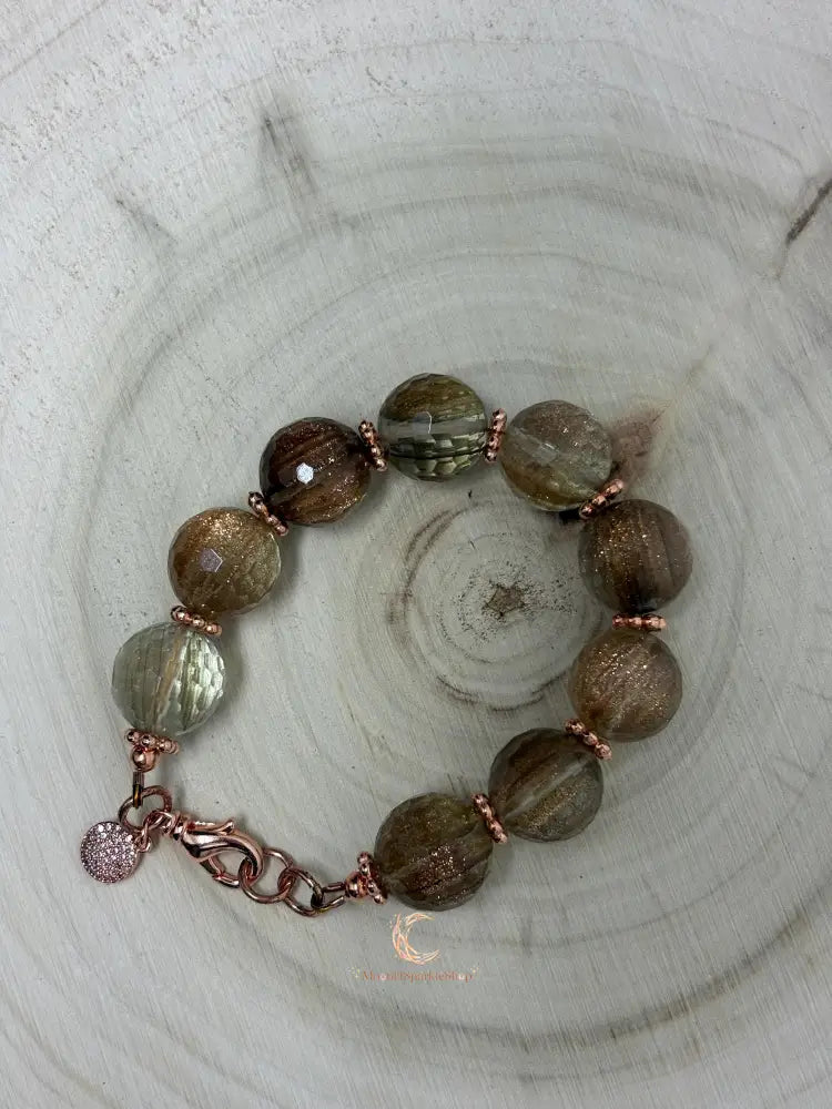 Rutilated Quartz Bracelet - Handmade Copper Gemstone Jewelry
