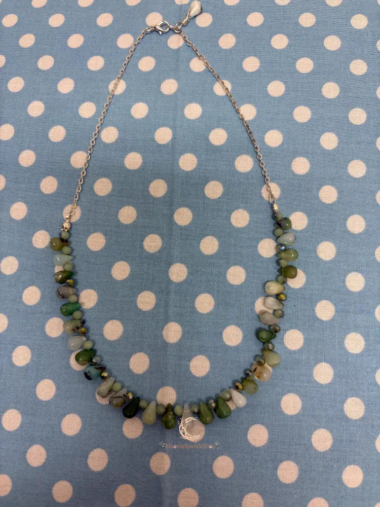 Peruvian Opal Necklace - Blue Green Crystal Sterling Silver Pendant