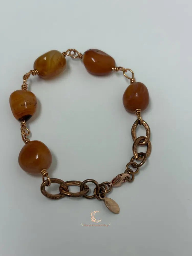 Carnelian & Copper Bracelet – Chunky Gemstone Statement Jewelry