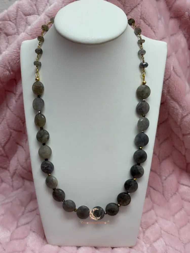 Labradorite Crystal Necklace – Gold Accents & Iridescent Gemstone Jewelry