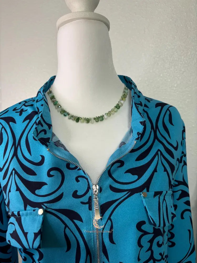 Peruvian Opal Necklace - Blue Green Crystal Sterling Silver Pendant