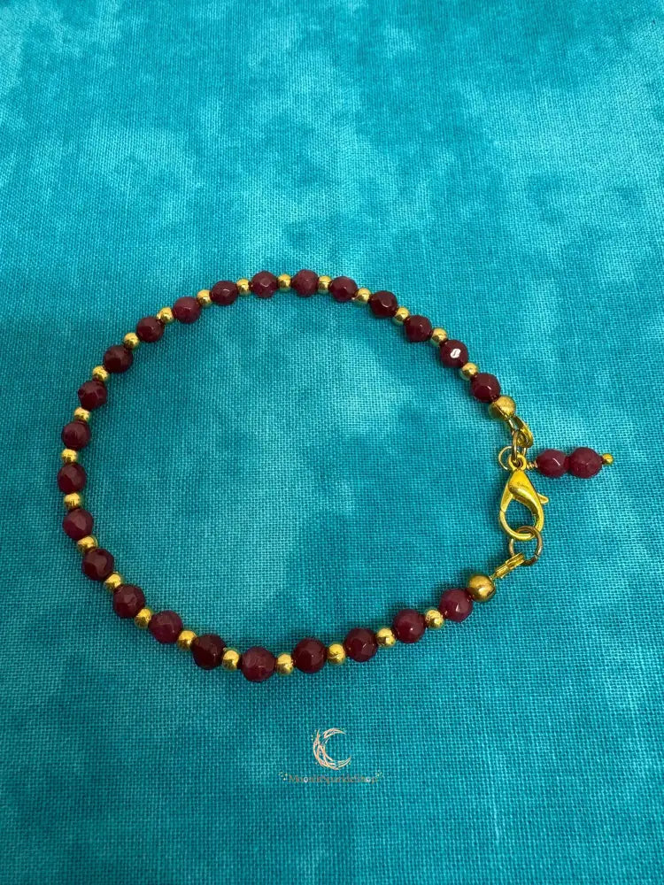 Red Andalusite Bracelet – Gold Plated Gemstone Stackable Jewelry