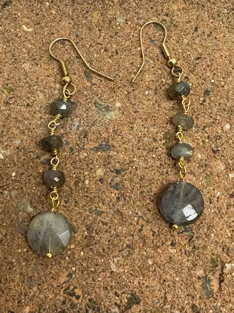 Labradorite Drop Earrings – Gold Plated French Wire Gemstone Jewelry for Women