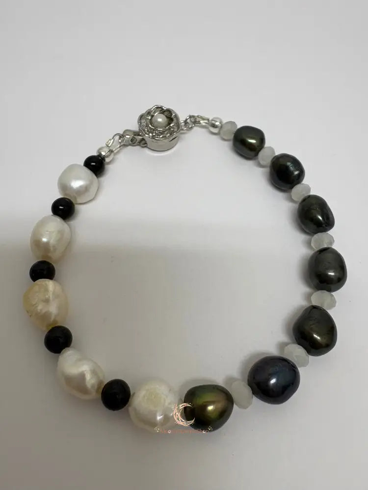 Between Shadow & Light Bracelet – Moonstone, Black Spinel & Pearl | The Knowing Collection