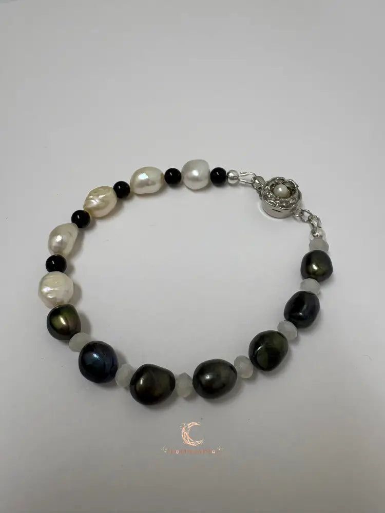 Between Shadow & Light Bracelet – Moonstone, Black Spinel & Pearl | The Knowing Collection