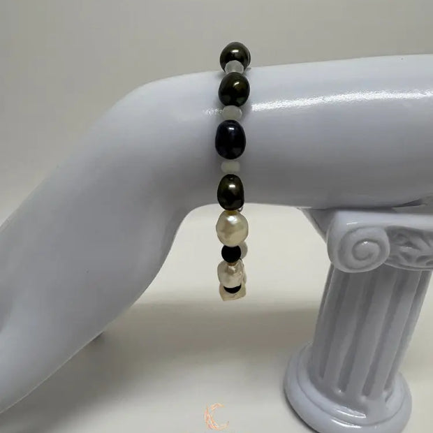 Between Shadow & Light Bracelet – Moonstone, Black Spinel & Pearl | The Knowing Collection