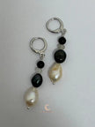 Between Shadow & Light Drop Earrings – Moonstone, Black Spinel & Pearl | The Knowing Collection