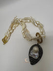 The Heart of Shadow & Light Necklace | Baroque Pearl Statement Necklace | Black Pavé Pendant Jewelry | Handmade Luxury Gift