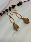 Rutilated Quartz Drop Earrings - Copper Gemstone Statement Jewelry
