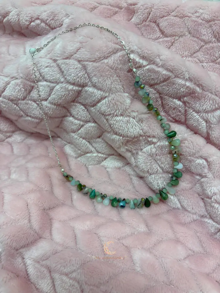 Peruvian Opal Necklace - Blue Green Crystal Sterling Silver Pendant