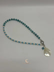 Aquamarine Pearl Pendant Necklace - Sterling Silver with Moonstone Accent