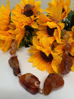 Raw Carnelian Copper Necklace – Chunky Natural Gemstone Pendant, Boho Statement Jewelry for Women