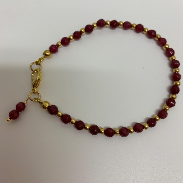 Red Andalusite Bracelet – Gold Plated Gemstone Stackable Jewelry
