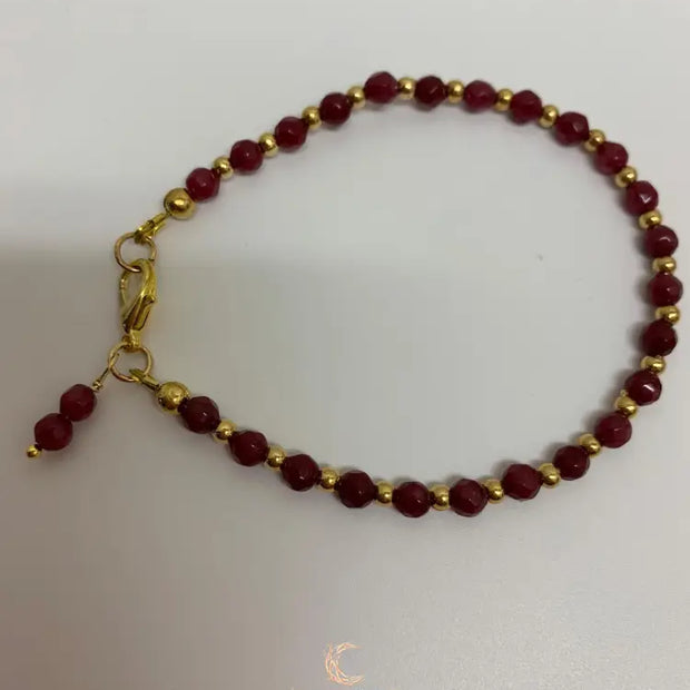 Red Andalusite Bracelet – Gold Plated Gemstone Stackable Jewelry