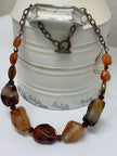 Raw Carnelian Necklace – Chunky Gemstone Antiqued Copper Statement Jewelry