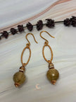 Rutilated Quartz Drop Earrings - Copper Gemstone Statement Jewelry
