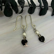 Black Onyx & White Pearl Drop Earrings - Handmade Silver Earwires