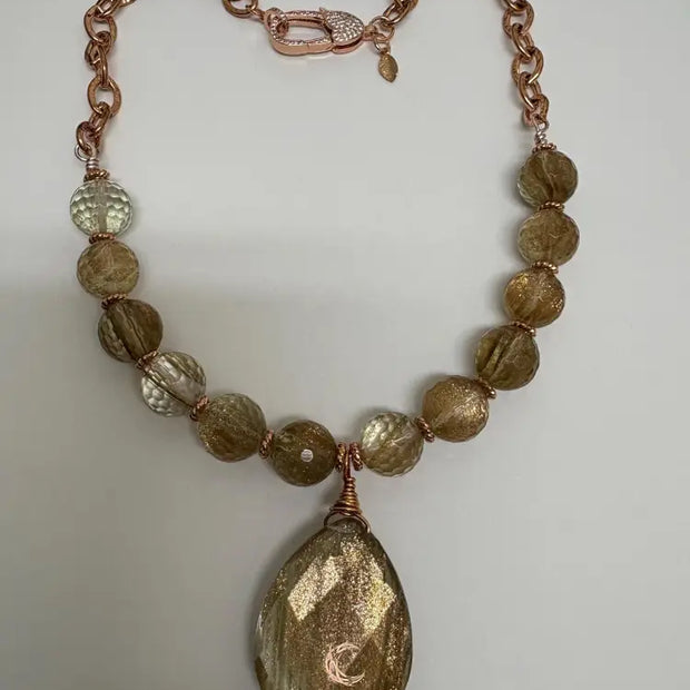 Rutilated Quartz Pendant Necklace – Bold Natural Gemstone Statement Jewelry