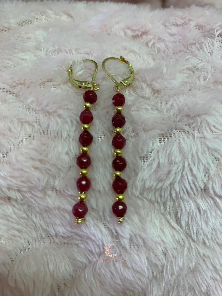 Red Andalusite Earrings – Gold Plated Gemstone Drop Dangle Earrings for Women