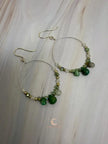 Peruvian Opal Earrings - Sterling Silver Hoop Dangles with Czech Glass Beads