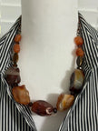 Raw Carnelian Necklace – Chunky Gemstone Antiqued Copper Statement Jewelry
