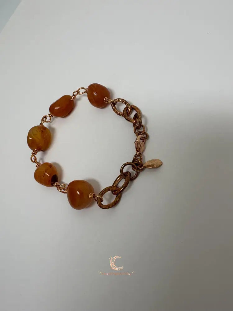 Carnelian & Copper Bracelet – Chunky Gemstone Statement Jewelry