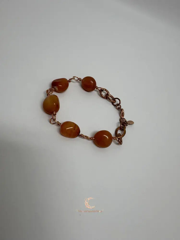 Carnelian & Copper Bracelet – Chunky Gemstone Statement Jewelry