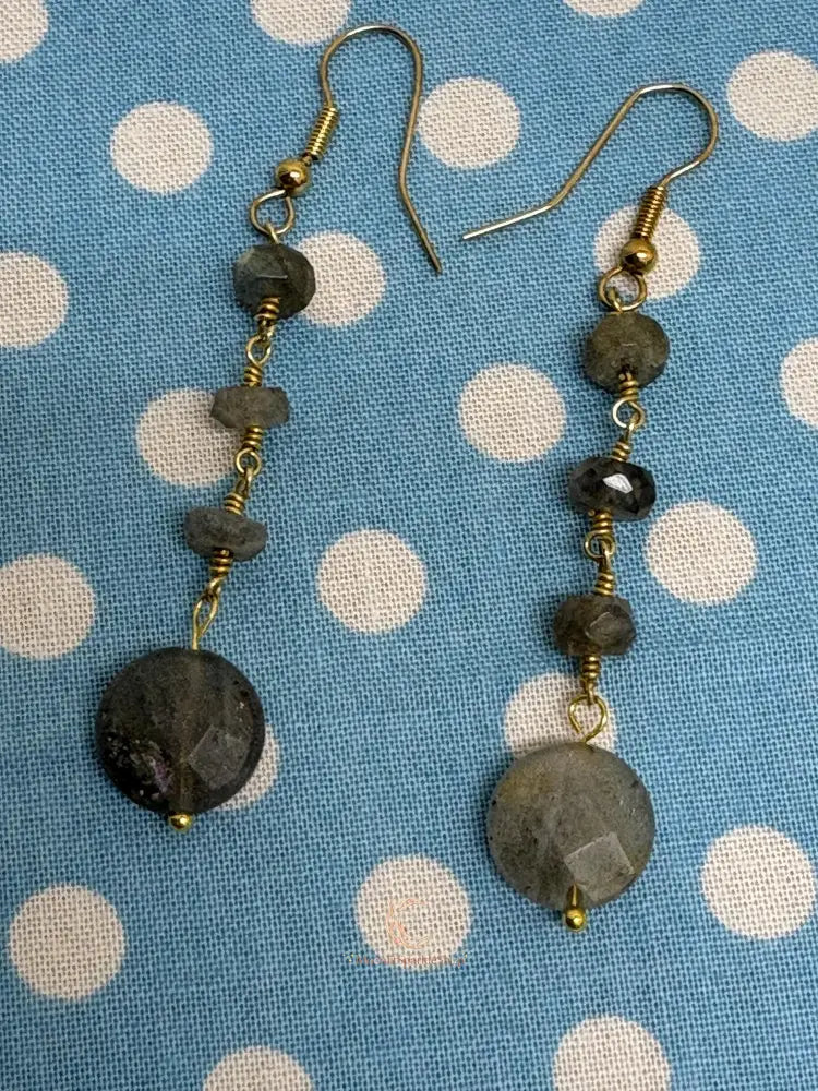 Labradorite Drop Earrings – Gold Plated French Wire Gemstone Jewelry for Women