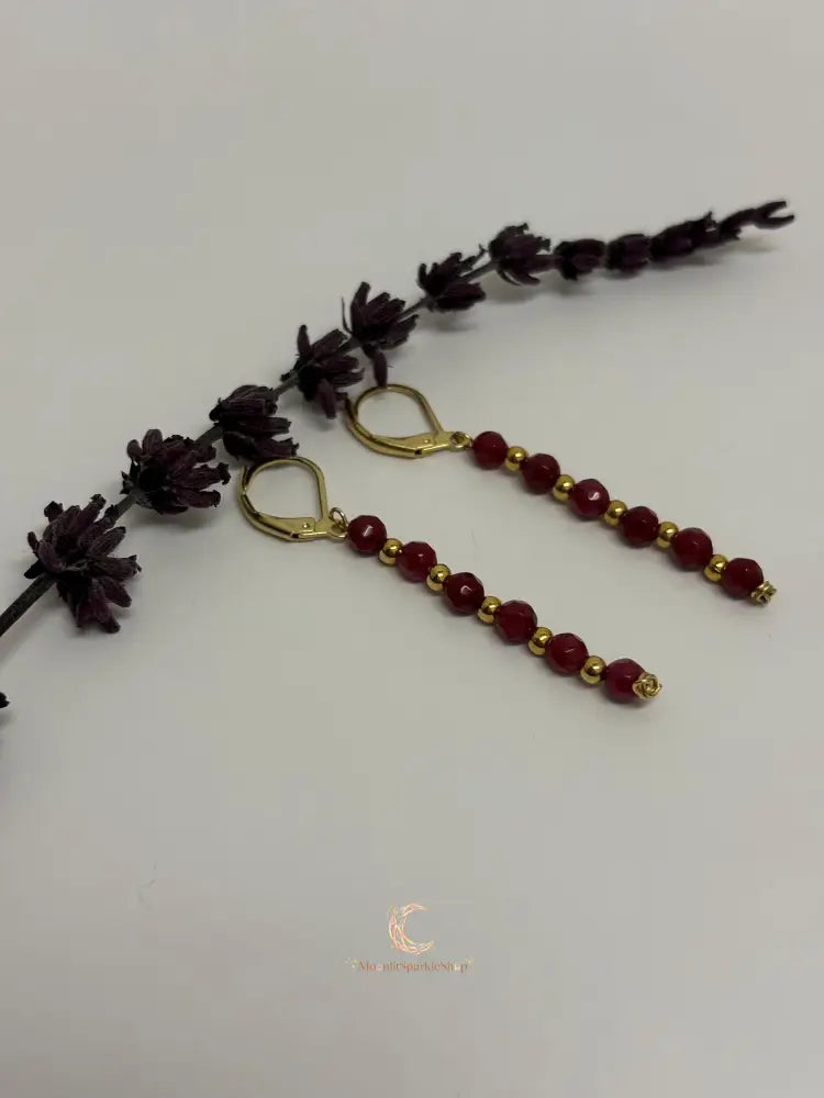 Red Andalusite Earrings – Gold Plated Gemstone Drop Dangle Earrings for Women