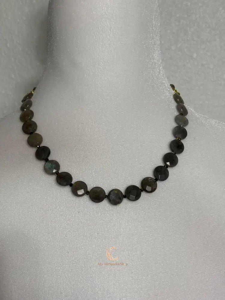 Labradorite Crystal Necklace – Gold Accents & Iridescent Gemstone Jewelry