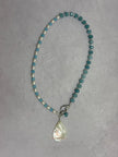 Aquamarine Pearl Pendant Necklace - Sterling Silver with Moonstone Accent