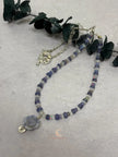Tanzanite Opal Moonstone Necklace - Lavender Rose Pendant Sterling Silver