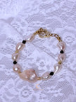 Quiet Balance Bracelet | Blush Baroque Pearl, Black Crystal & 18K Gold Filled | Elegant Handmade Jewelry
