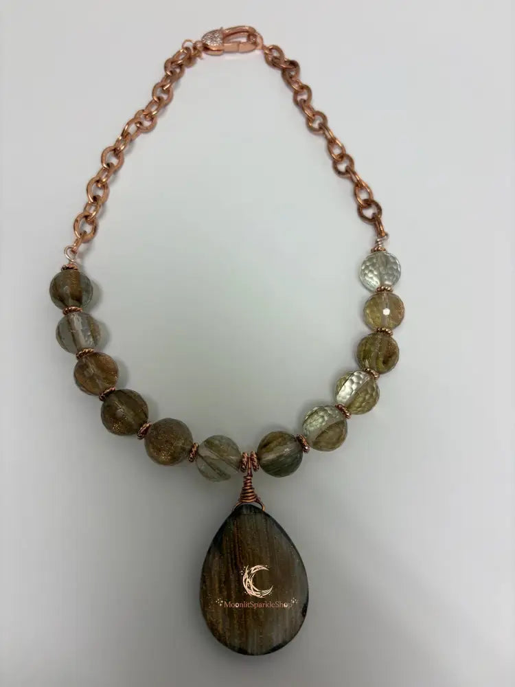 Rutilated Quartz Pendant Necklace – Bold Natural Gemstone Statement Jewelry