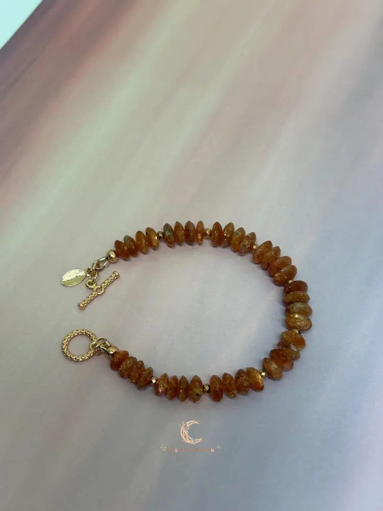 Sunstone Bracelet – Red Orange Gemstone Copper Healing Crystal Jewelry