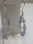 Blue Lace Agate Moonstone Hoop Earrings – Sterling Silver Gemstone Dangle Jewelry
