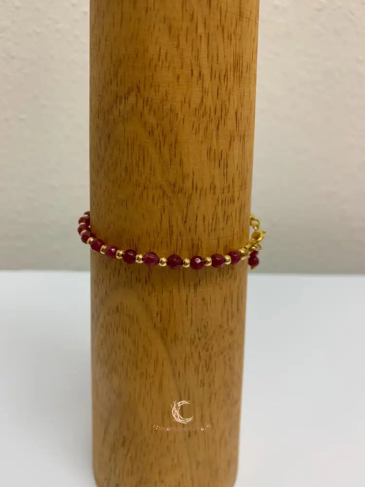 Red Andalusite Bracelet – Gold Plated Gemstone Stackable Jewelry