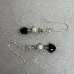 Black Onyx & White Pearl Drop Earrings - Handmade Silver Earwires