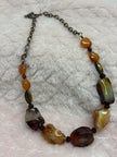 Raw Carnelian Necklace – Chunky Gemstone Antiqued Copper Statement Jewelry