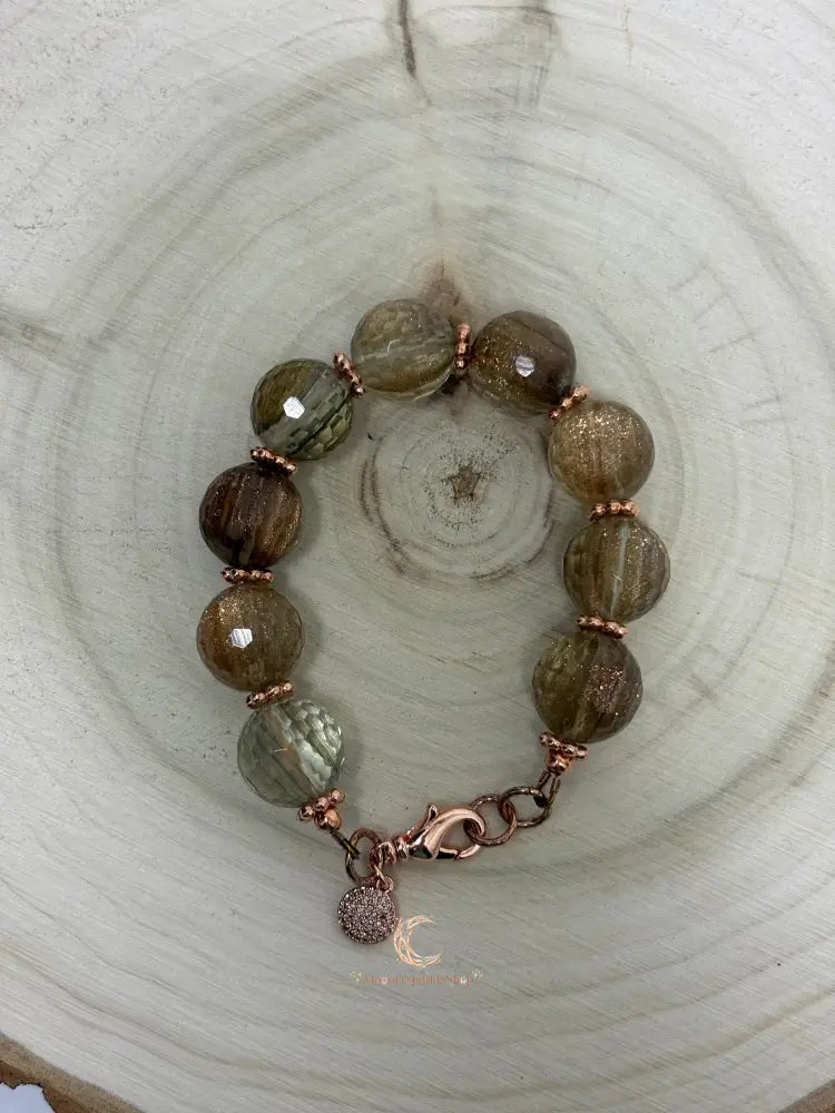Rutilated Quartz Bracelet - Handmade Copper Gemstone Jewelry