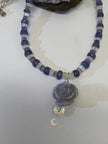 Tanzanite Opal Moonstone Necklace - Lavender Rose Pendant Sterling Silver