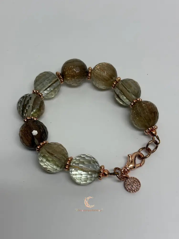 Rutilated Quartz Bracelet - Handmade Copper Gemstone Jewelry