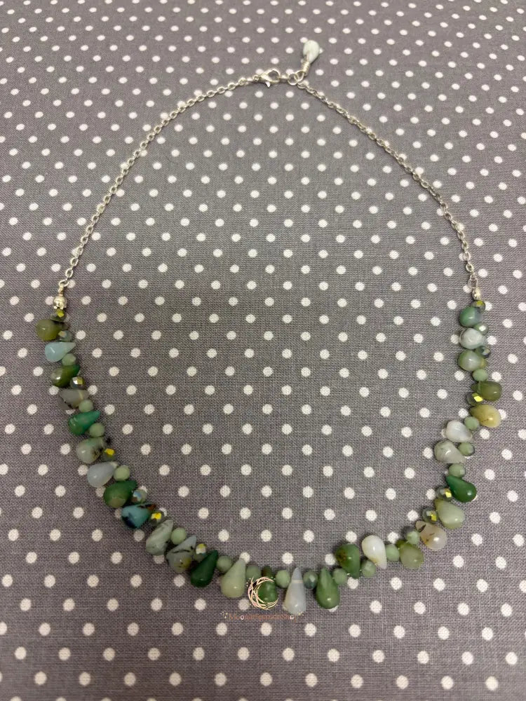 Peruvian Opal Necklace - Blue Green Crystal Sterling Silver Pendant