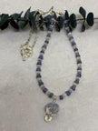 Tanzanite Opal Moonstone Necklace - Lavender Rose Pendant Sterling Silver